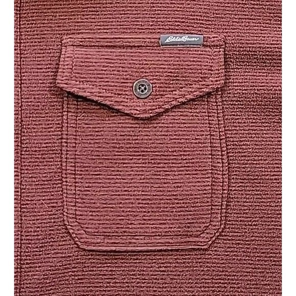 Eddie Bauer Men’s Chutes Microfleece Shirt Rust Red Stripe Button Front Size 2XL - Picture 4 of 13